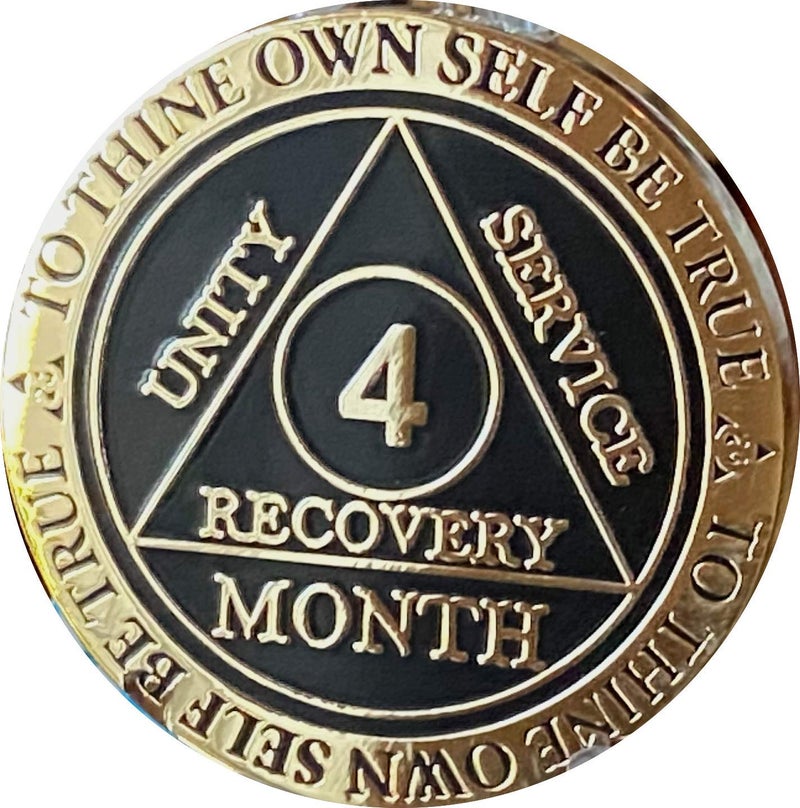 4 Month AA Medallion Elegant Black Gold and Silver Plated 120 Day Chip